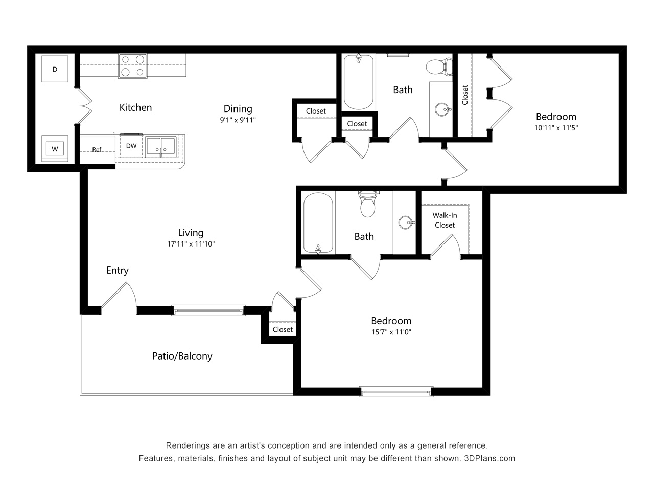 Two Bedroom floor plan