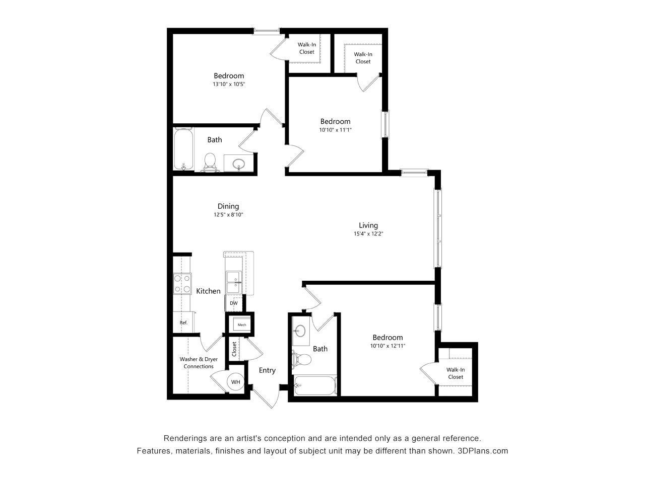 Three Bedroom floor plan