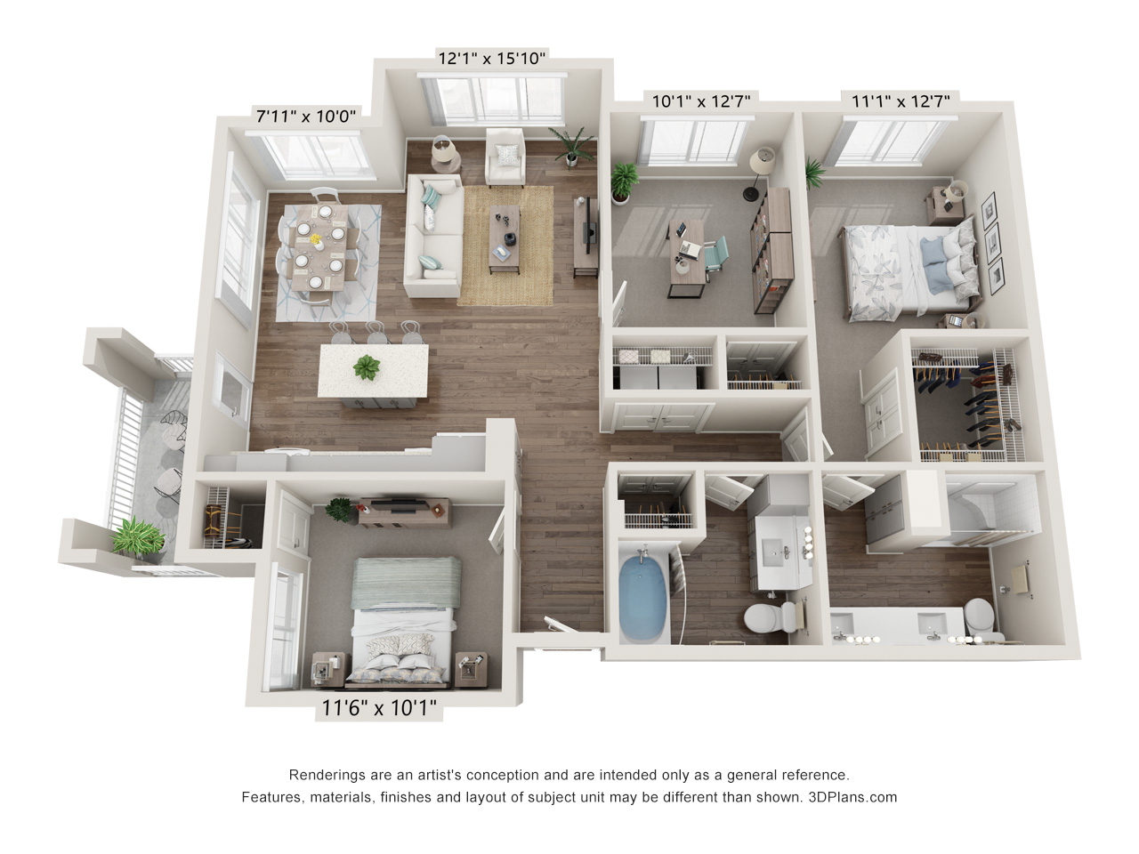 Three Bedroom C1 floor plan