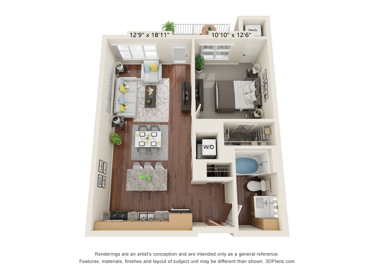 One Bedroom - B floor plan