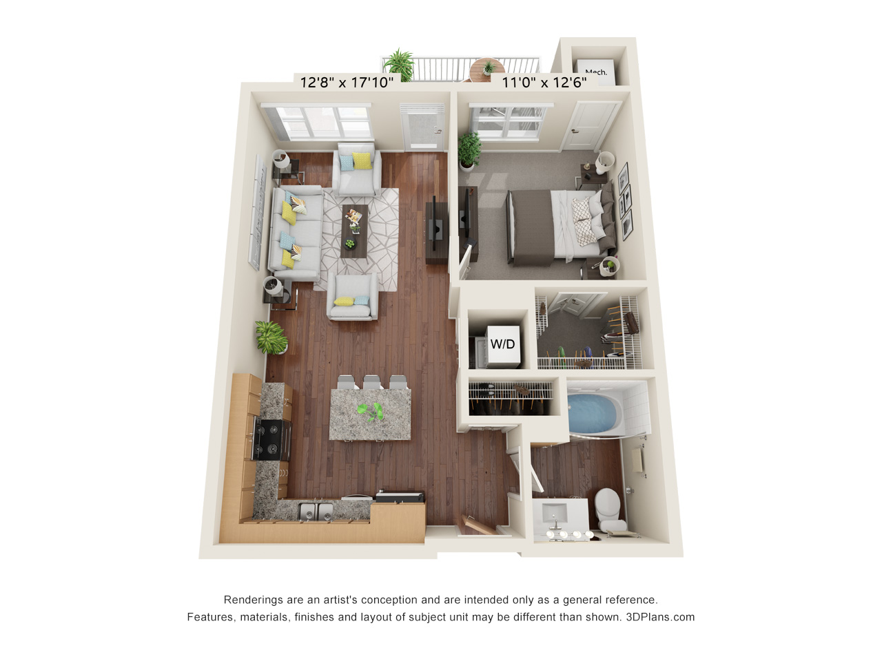 One Bedroom - C floor plan