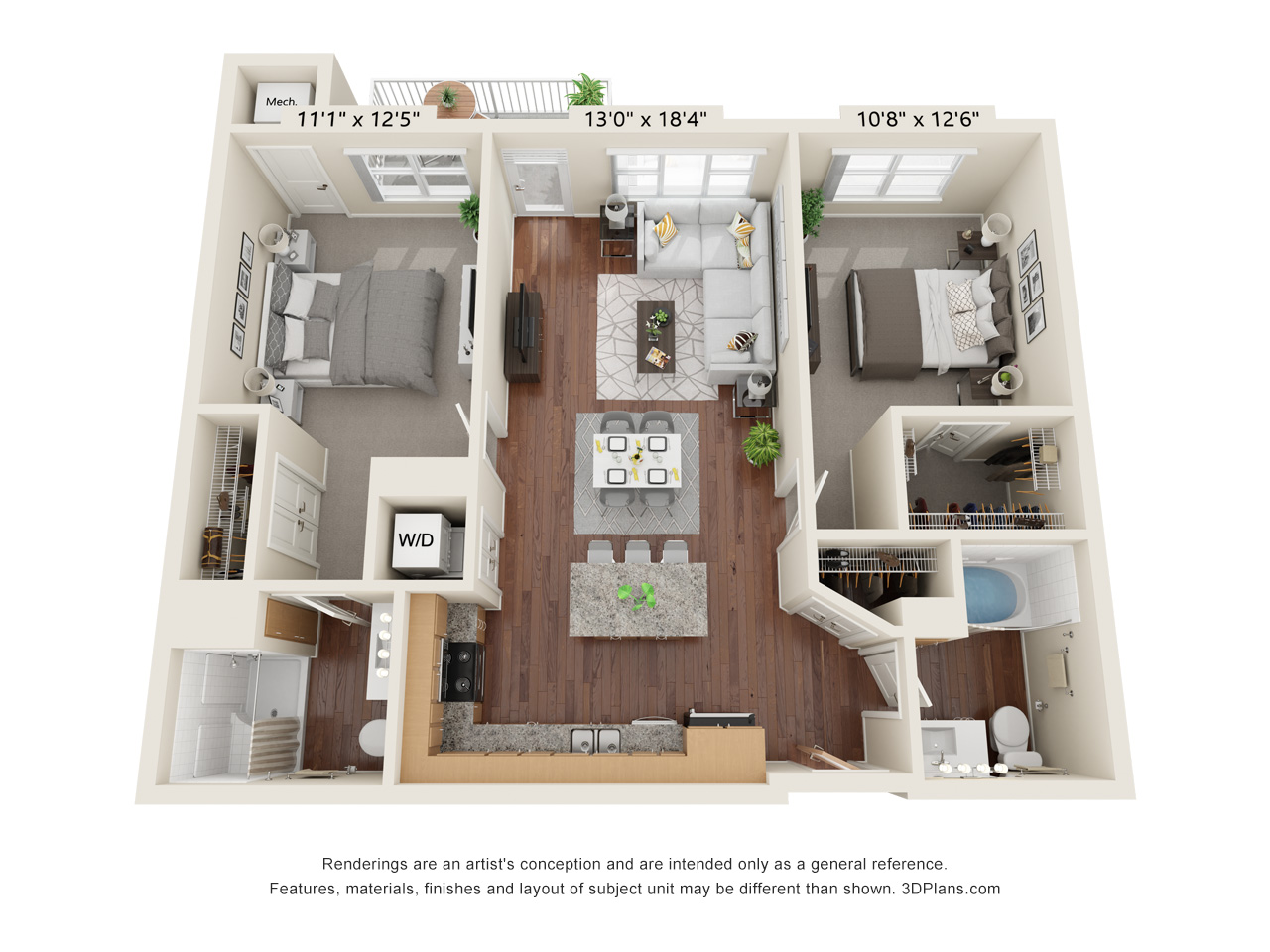 Two Bedroom - A floor plan