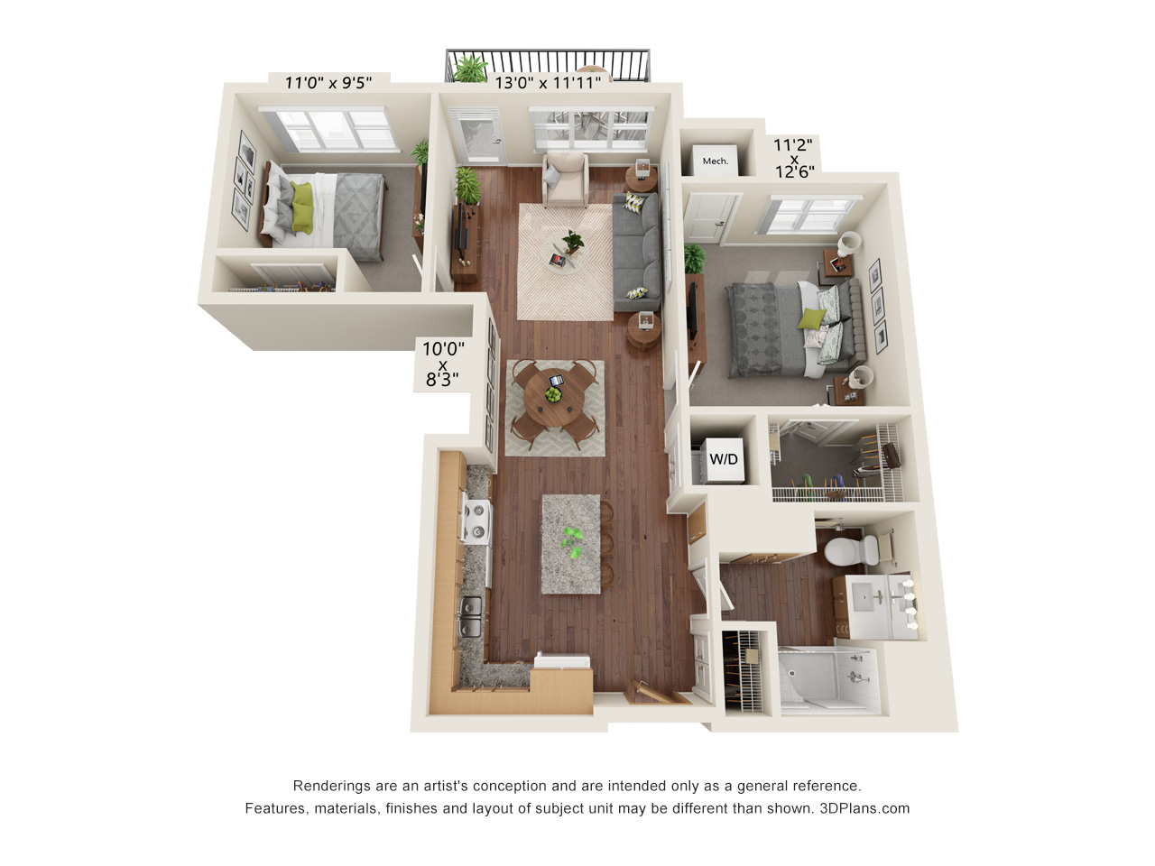 Two Bedroom - A floor plan