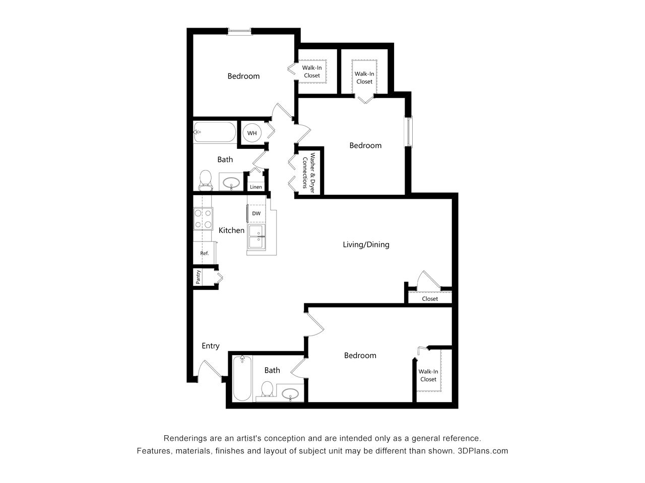 Three Bedroom B floor plan