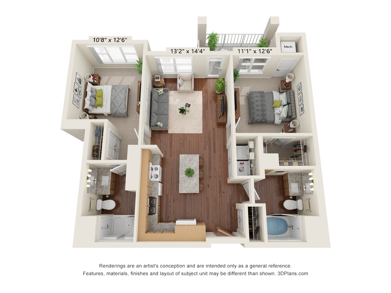Two Bedroom 2A floor plan