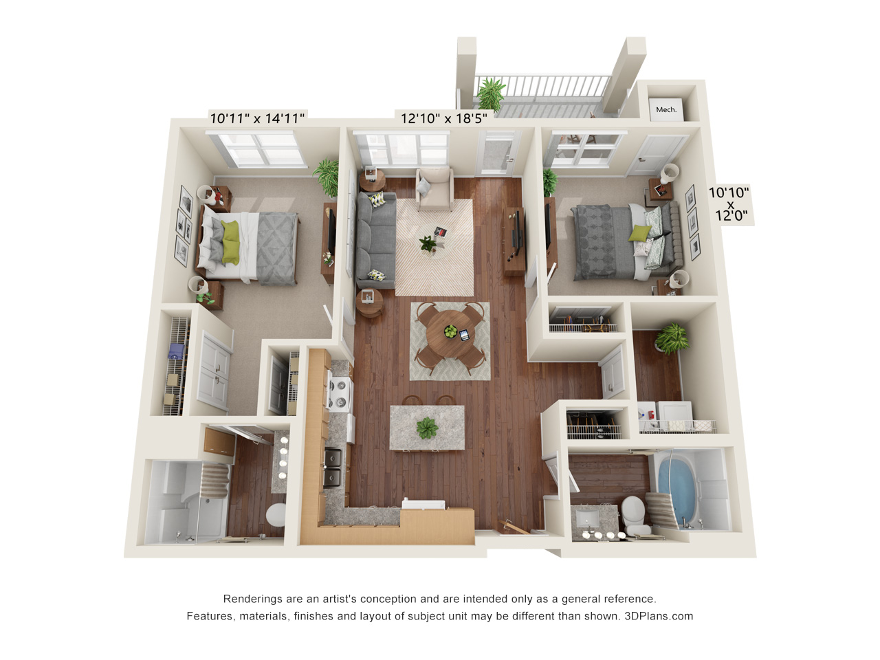 Two Bedroom 2C floor plan