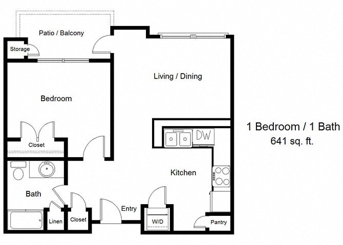 One Bedroom C floor plan