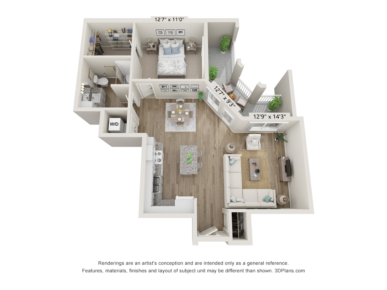 One Bedroom C floor plan