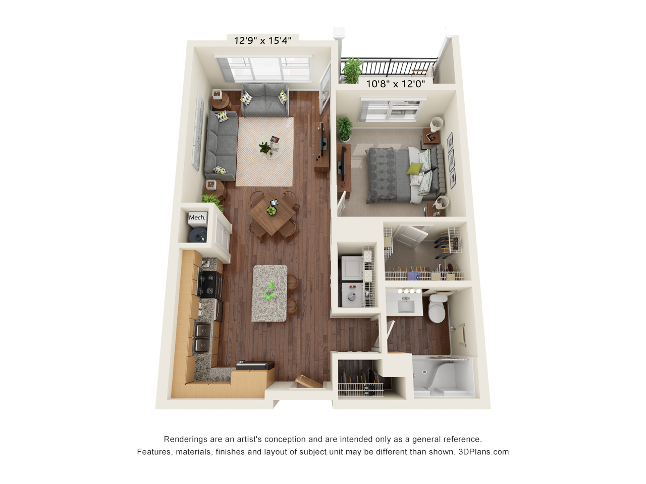 One Bedroom - A2 floor plan