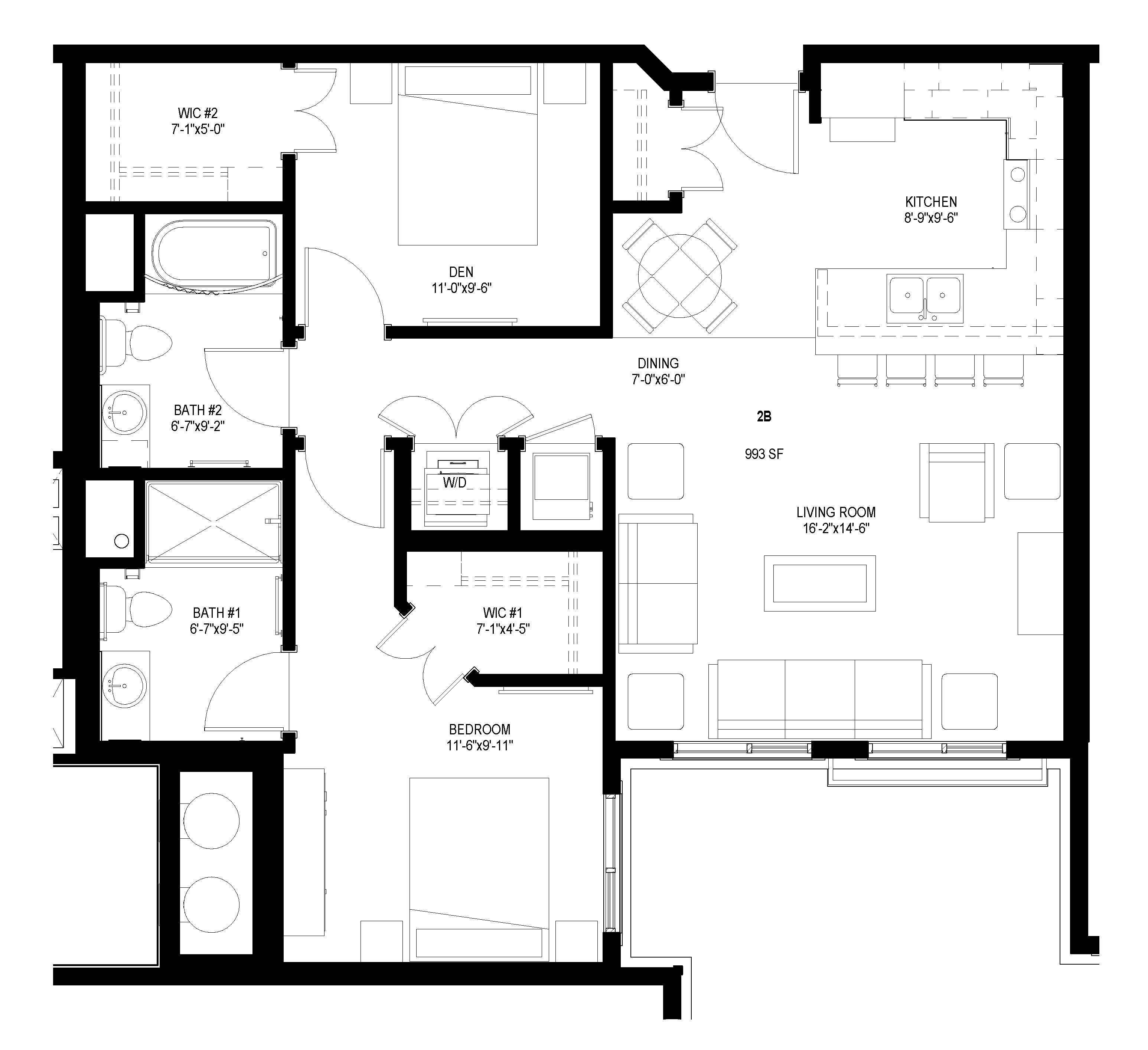 Two Bedroom - B floor plan