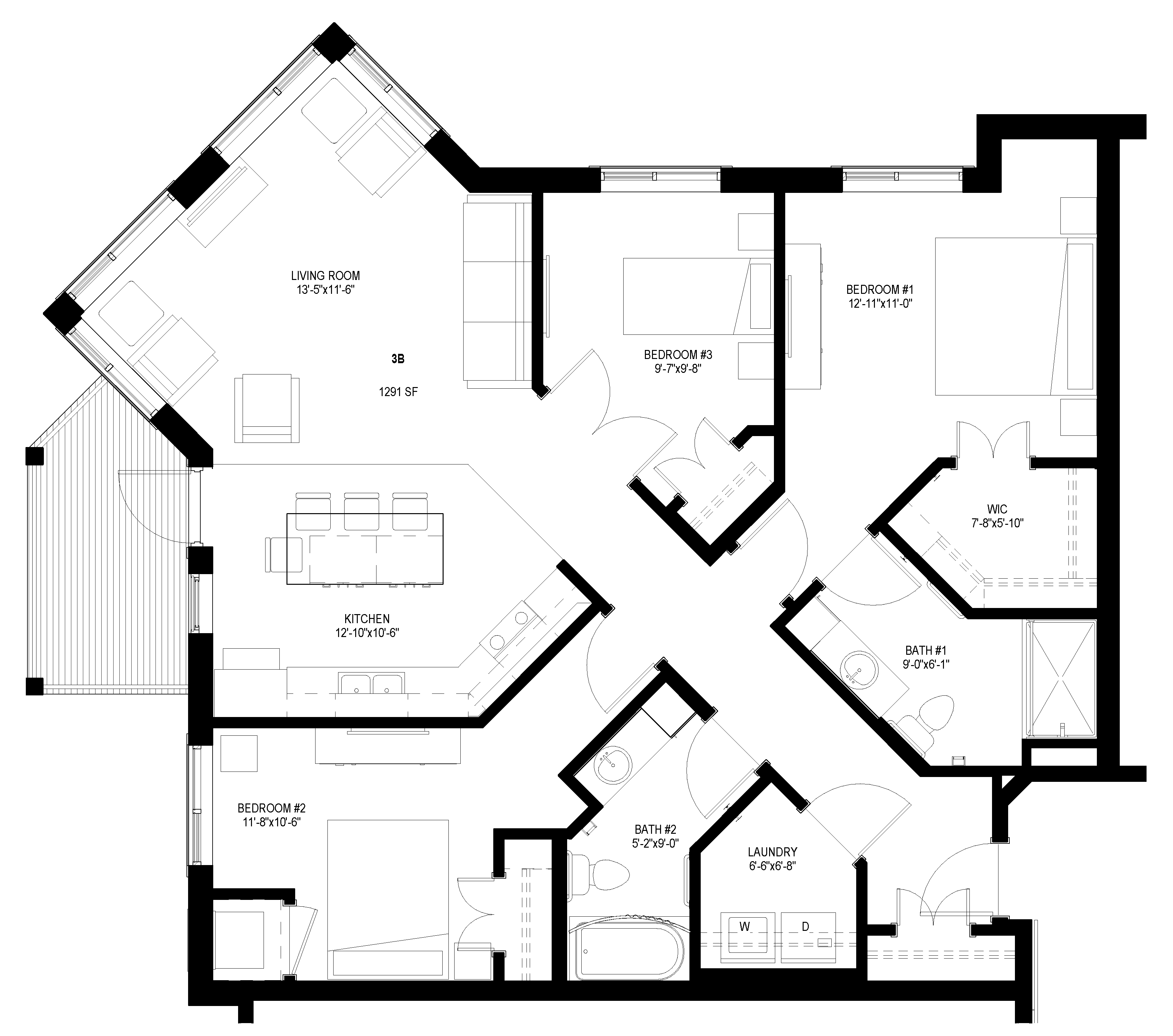 Three Bedroom - B floor plan