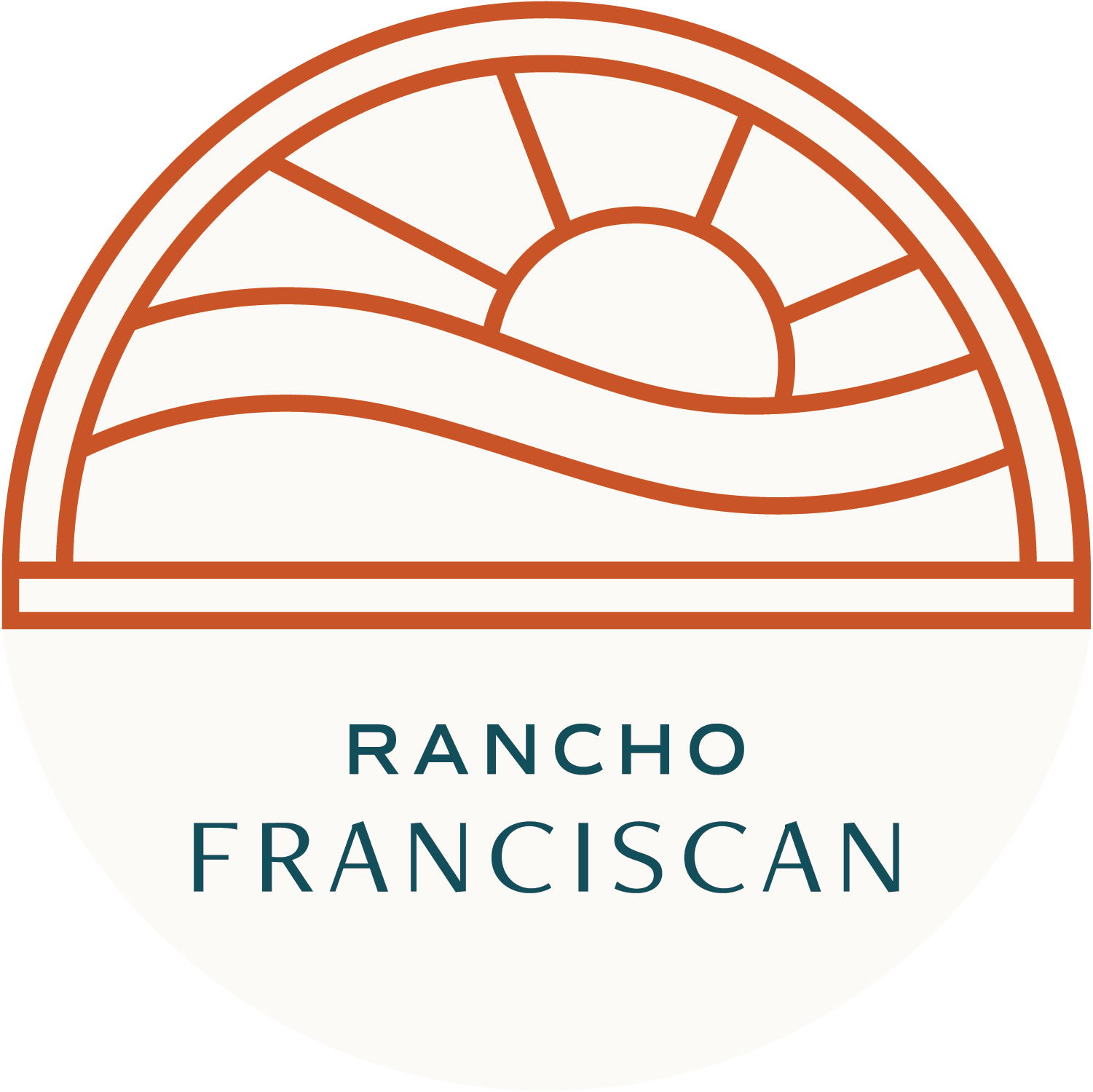 A logo with the words "Rancho Franciscan" and a stylized image of a landscape.