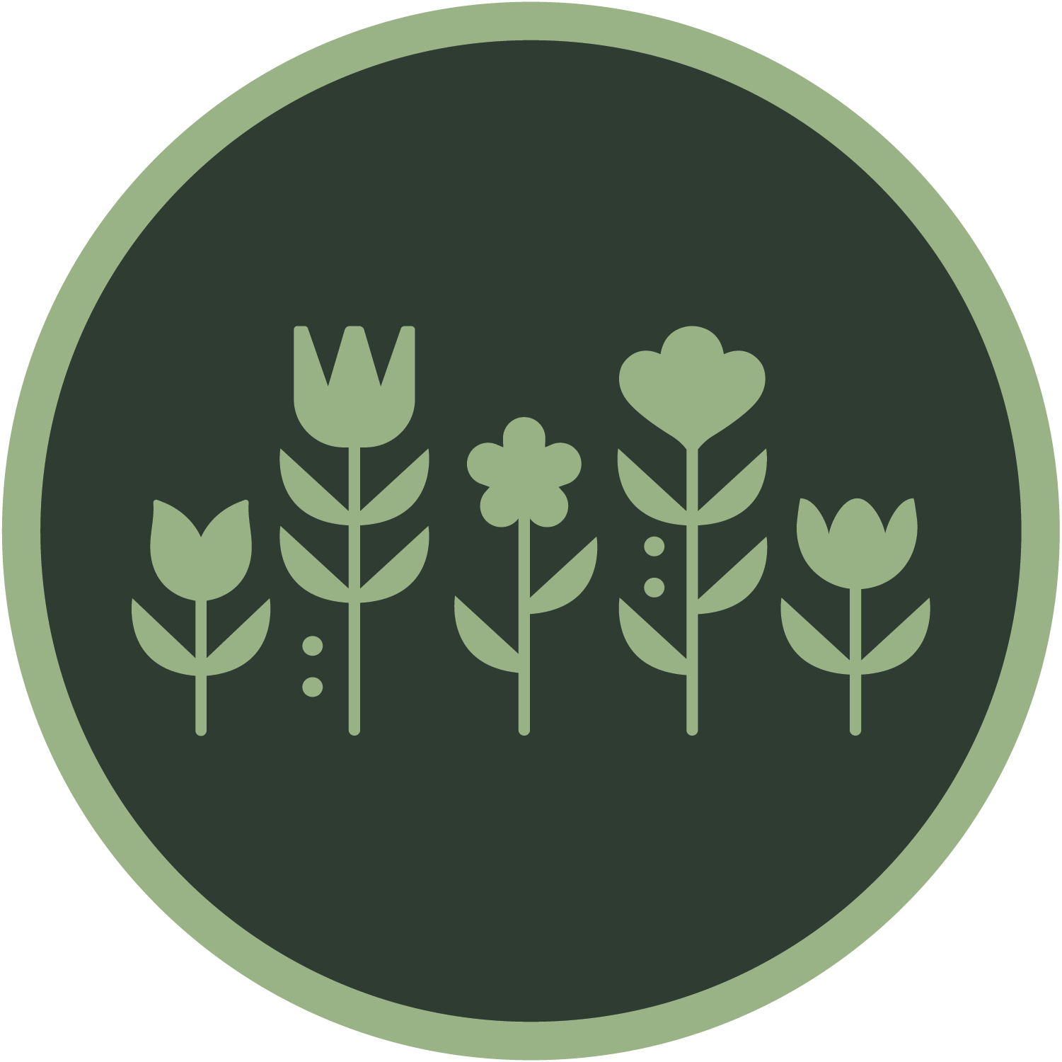 A graphic of flowers in a circle.