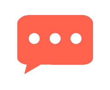 A red speech bubble icon with three white dots inside.