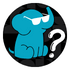 A blue elephant with glasses and a question mark.