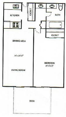 1 Bed 1 Bath floor plan
