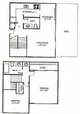 2 Bed 1.5 Bath Townhome floor plan
