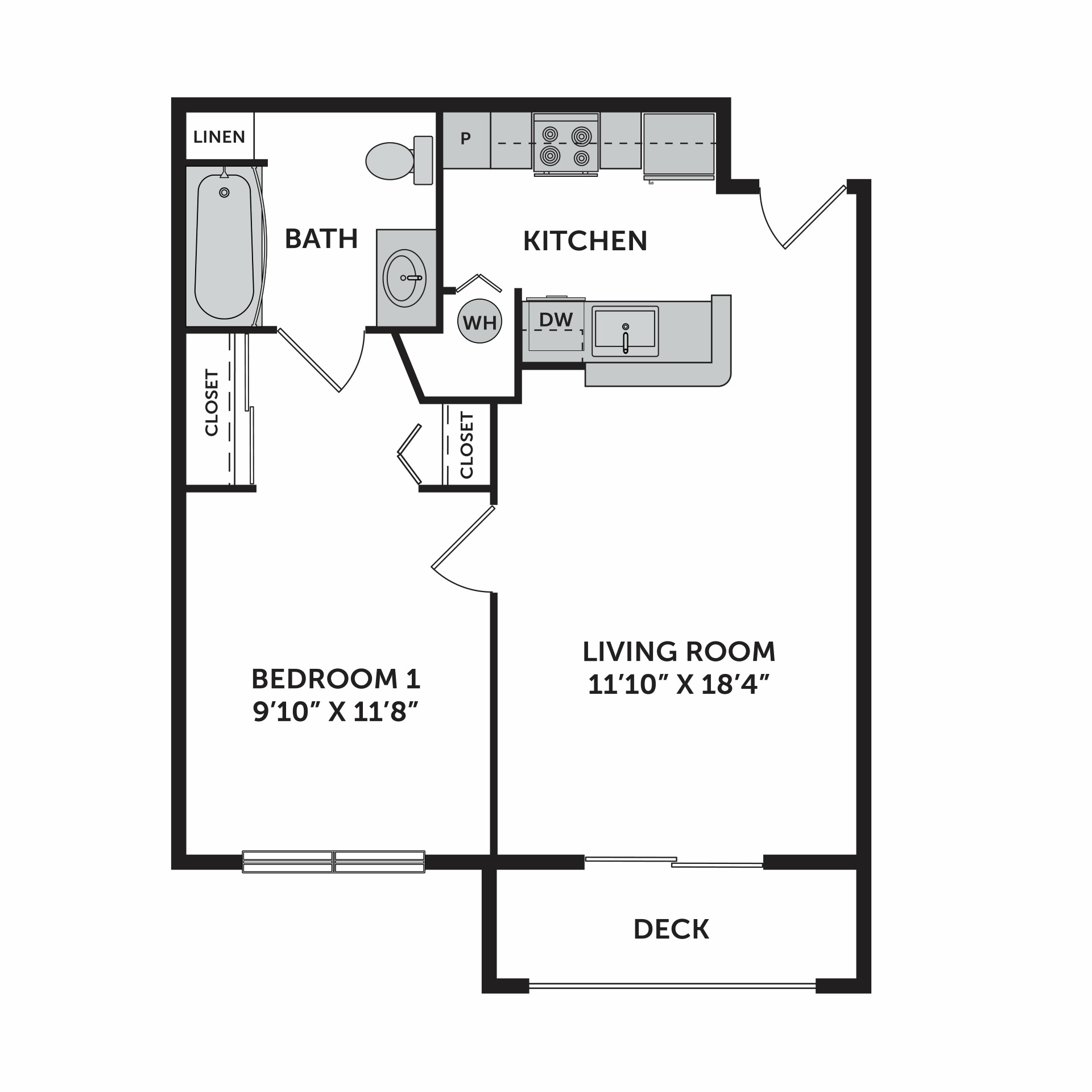 1x1 A 60% AMI floor plan