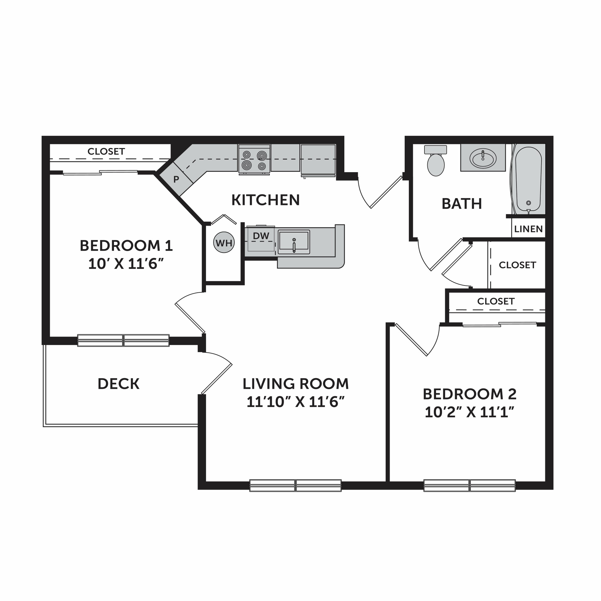 2x1 D 40% AMI floor plan