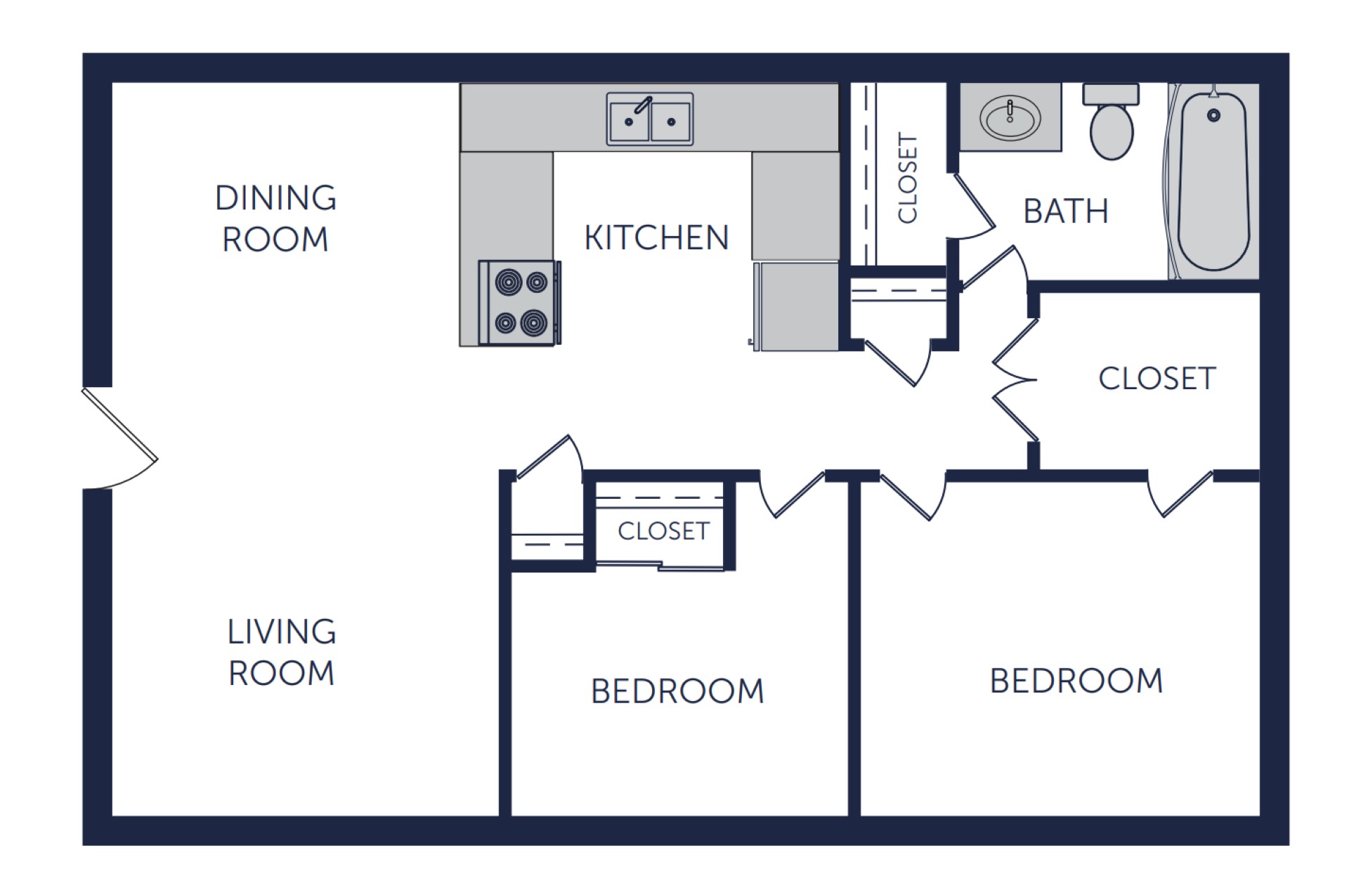 2 Bedrooms floor plan
