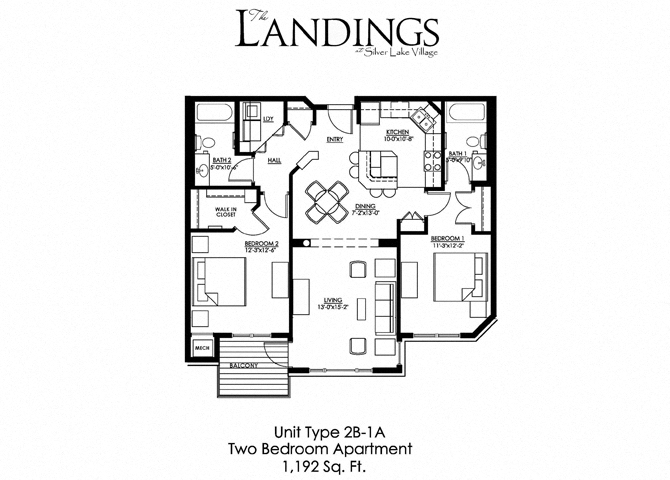 Two Bedroom B1A floor plan