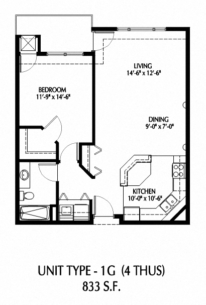 One Bedroom - G floor plan