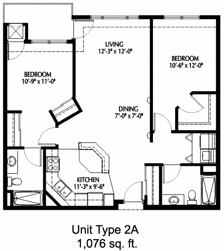 Two Bedroom - A floor plan