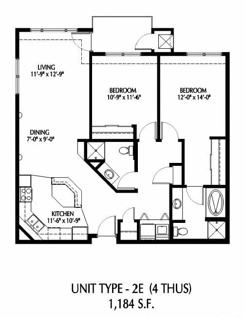 Two Bedroom - E floor plan