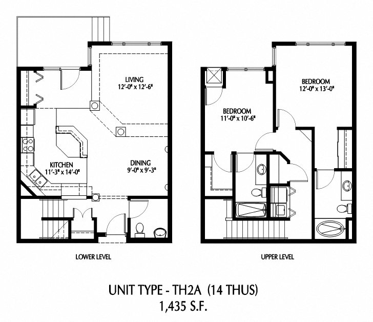 Two Bedroom Townhome - A floor plan