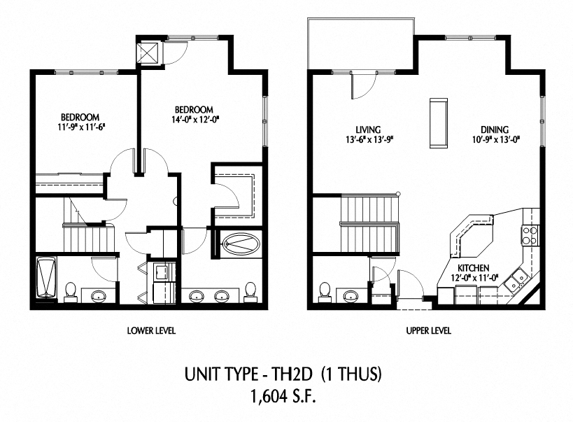 Two Bedroom Townhome - D floor plan