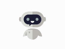 A robot with a smiling face is depicted in the image.