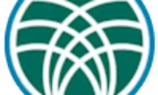 A logo with a globe design in the center.