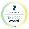 A circular logo with the text "Reputation" at the top and "The 900 Award 2026" at the bottom.