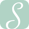 A white letter S on a light green background.