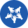 Four hands reaching out to each other.