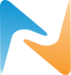 a close up of a cell phone with a blue and a orange screen