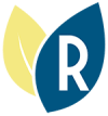 a blue and yellow stop sign with a r logo