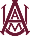 The image shows a stylized logo with the letters "AAM" in a bold, dark red color.