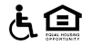 A graphic with a wheelchair and a house symbolizing equal housing opportunity.