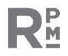 A black background with a large grey letter R on the left and a large grey letter P on the right with a smaller grey letter M on the right.