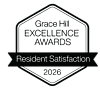 A black and white image of a badge for the Grace Hill Excellence Awards.