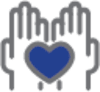a dark blue square icon with a mountain and a moon
