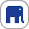 A blue elephant icon inside a rounded square.