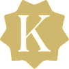 A yellow star with the letter K in the center.