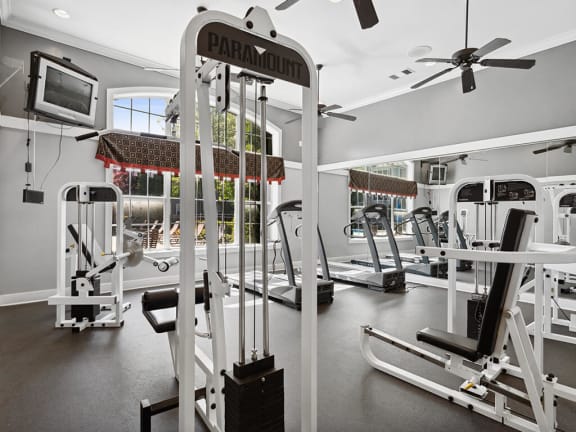 Fitness center weights area at Lakeside Vista in Kennesaw GA