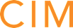 The image shows the letters C, I, M in orange color on a black background.