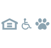 a home with a wheelchair and a person in a wheelchair next to a dog footprint