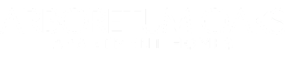 A black and white image of a logo for Arboretum Oaks Apartment Homes.