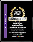 A black and gold award for the top 5 businesses of 2026.