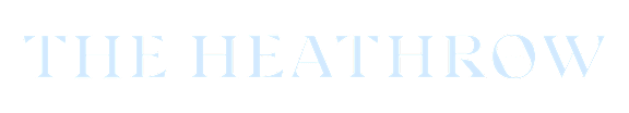 The image displays the text "THE HEATHROW" in white letters on a black background.